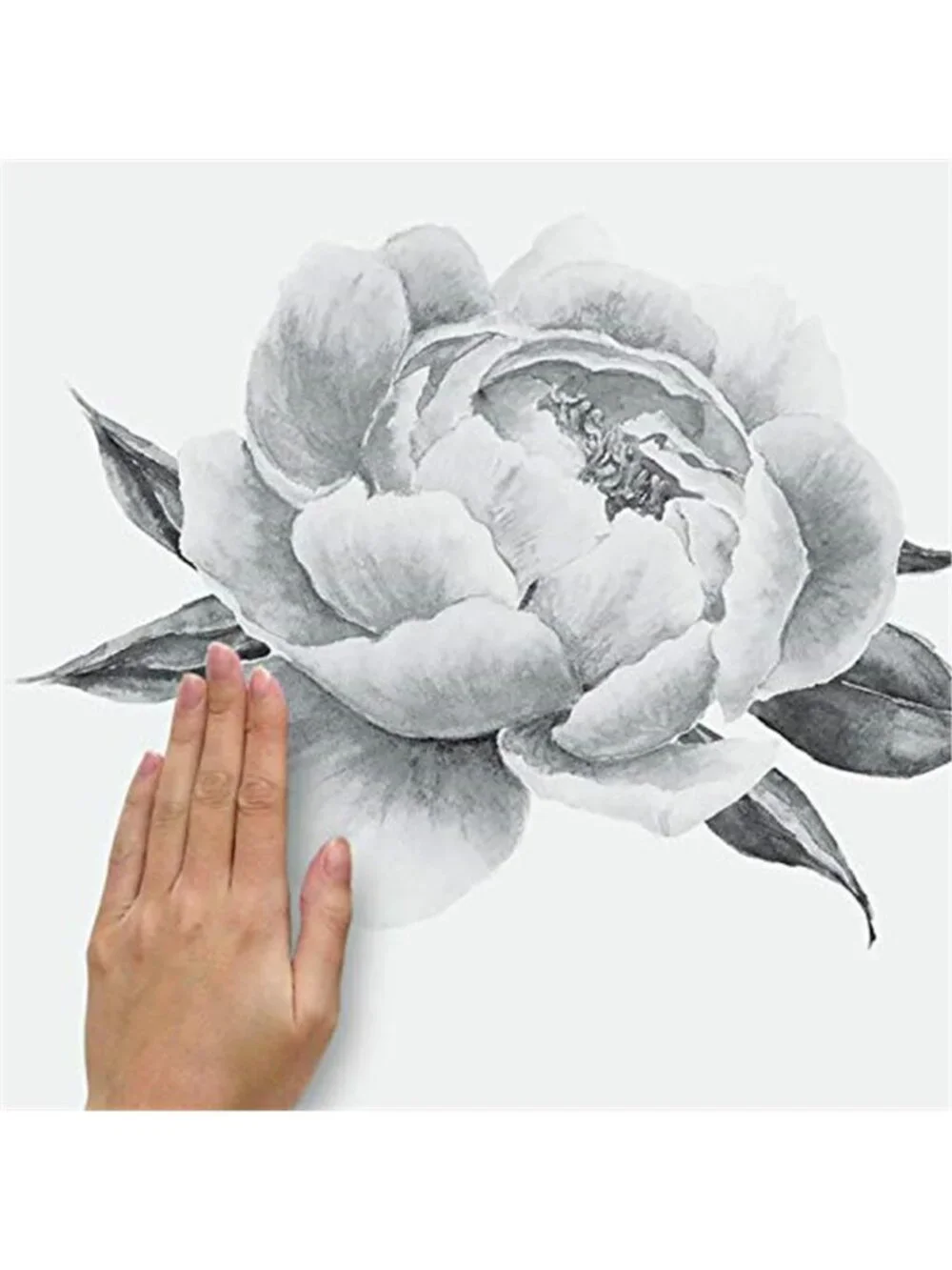 Floral Wall Decals Peel Stick Black White Peonies Removable Vinyl Decor